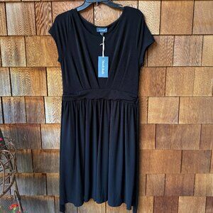 NWT Modcloth Black Fit and Flare Cap Sleeve Little Black Dress in Women's Medium